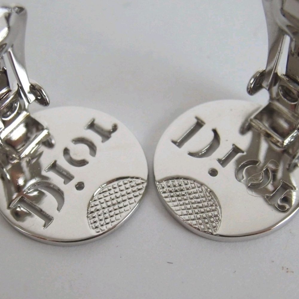Dior Silver Logo Clip On Earrings - Picture 6 of 8